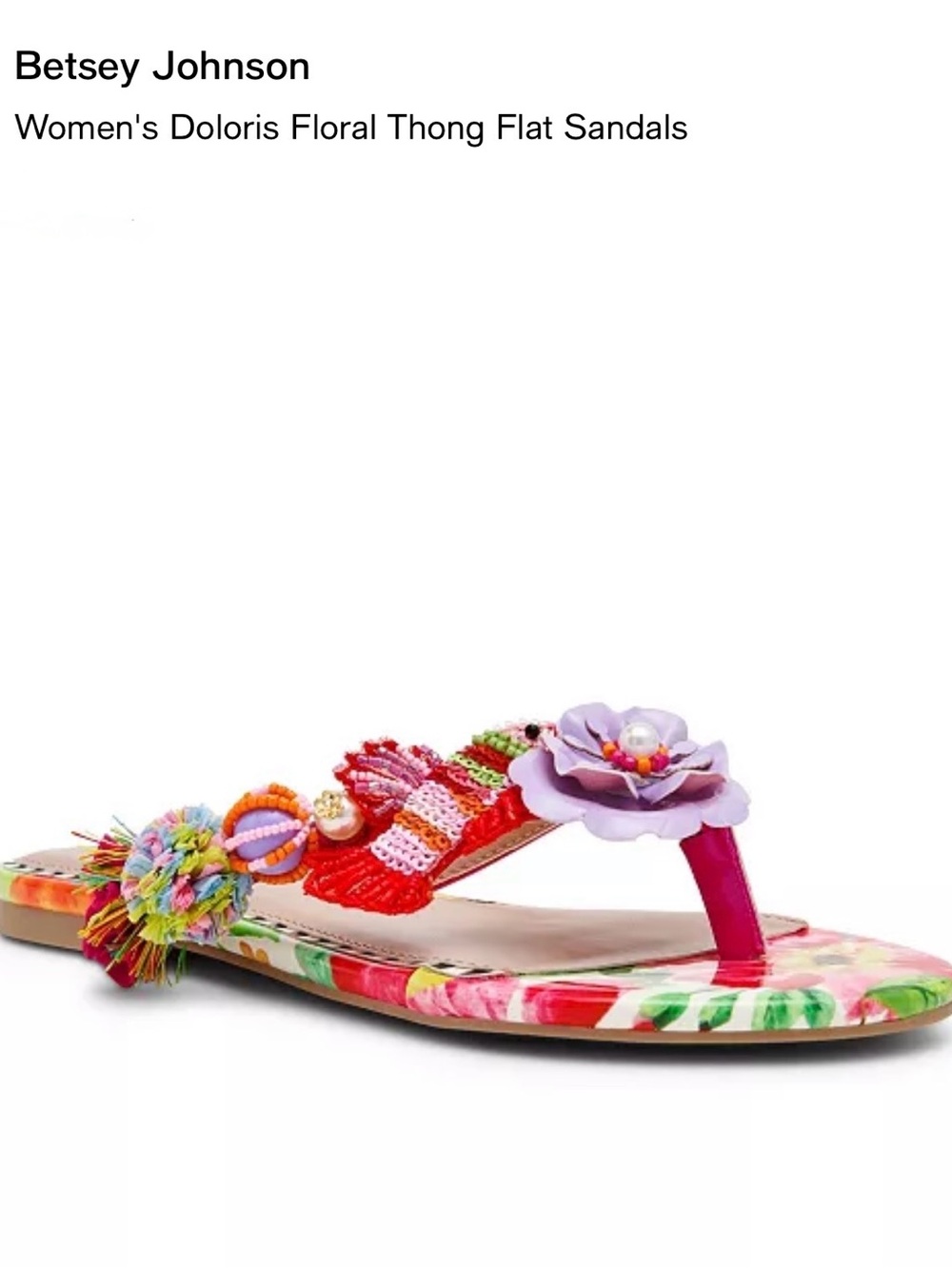Betsey Johnson Multicolor Floral Embellished Thong Sandals